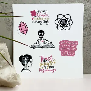 The Spiritual Vinyl Sticker sheet Pack Metaphysical Stickers, New Age, Bookworm, Crystal, Universe
