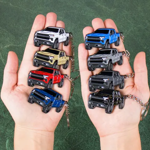 Chevy Keychain Compatible with Chevy Silverado 1500 Accessories - Toy Truck Gifts Men Key Fob Cover Chevrolet Truck 4x4 Key Chain Gifts under 20