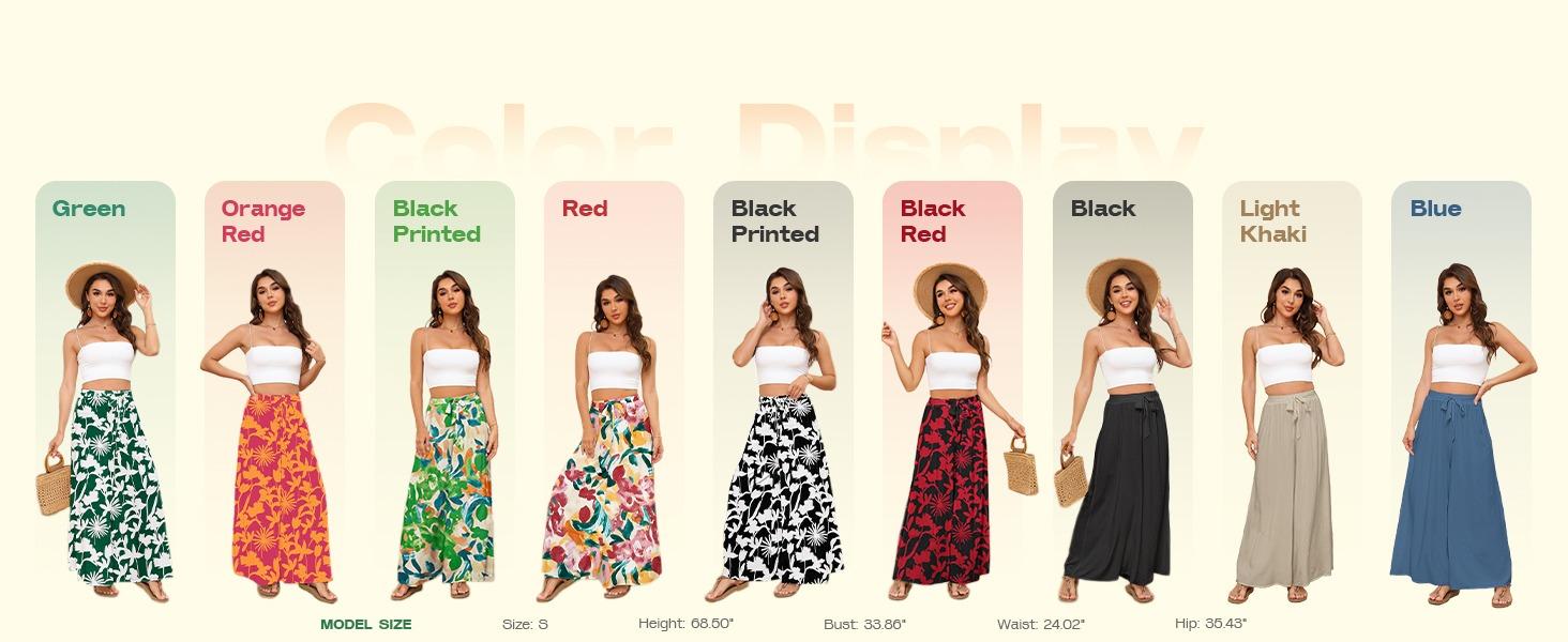 Bsubseach Wide Leg Pants Woman Flowy Floral Palazzo Pants for Women High Waisted Summer Casual Trousers Cruise Outfits