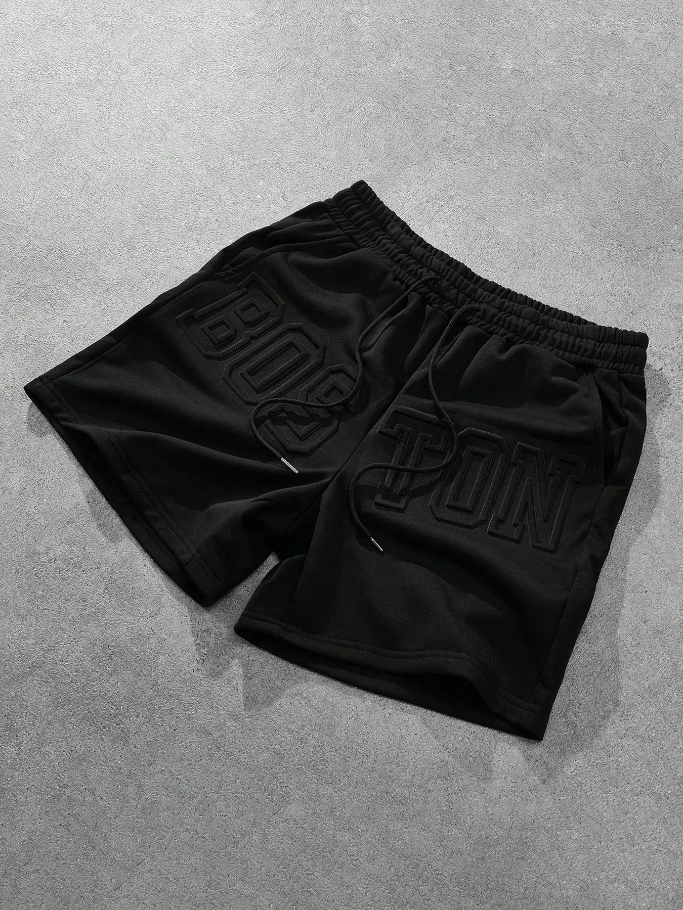 Boston Embossed Varsity Shorts - Elastic Waistband Lightweight Streetwear | Retro Athletic Aesthetic, Summer Casual Wear & Everyday Essential