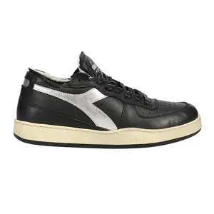 diadora Mens Mi Basket Row Cut New Moon Metallic Lace Up Sneakers Shoes Casual - Black