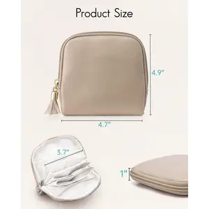 1 Pack Small Travel Jewelry Case for Women Gift Mini Velvet Pouch Organizer Bag with Zipper Portable Waterproof for Rings Necklaces Earrings Bracelets Brown