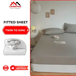Fitted Sheet Deep Pocket Breathable Cotton Blend Smooth Softness Bottom Sheet Bedding Accessories Machine Washable