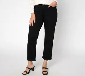 LOGO by Lori Goldstein Petite Black Ankle Length Boyfriend Jeans