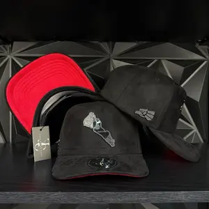 Sinaloa México Estado SnapBack Hat-Black/Red Suede