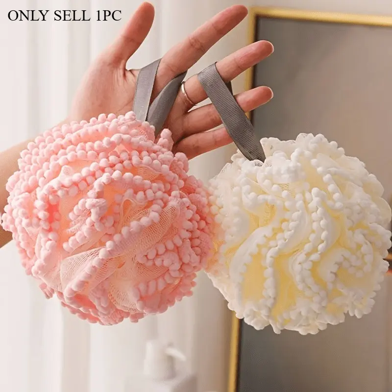 1pc Bath Pearl Bath Ball, Does Not Scatter Bath Flower Ball, Cute Scrub Bubble Bath Ball, Exfoliating Body Care, Bath Accessories
