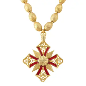 Red medieval cross necklace