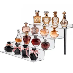 DEEZER Four-Tier High-End Perfume Display Stand, Transparent Display Stand for Perfumes, Crystals, Mini Figures and Collectible Funko Pops，Transparent Organiser Racks Shelf bathroom organizer