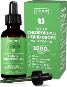 WellPath Chlorophyll Liquid Drops with Copper - High Potency Vegan Liquid Chlorophyll for Body Odor, Liver Detox, Digestion Support & Immune Support - Internal Deodorant, Made in USA, Non-GMO, 2 Fl Oz
