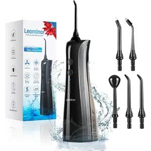 Water Dental Flosser Pick for Teeth - 5 Modes Cordless Portable Water Teeth Cleaner IPX7 Waterproof Oral Irrigator Rechargeable Handle Nozzle