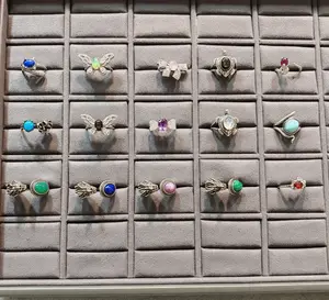 Suvi(8329)gc.Animal party rings (15 pcs, silver placted copper)