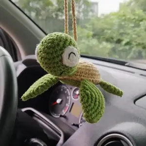 Handmade Crochet Turtle Car Hanging Ornament, Unique Decorative Accessory for Vehicles, Perfect Gift Idea for Animal Lovers