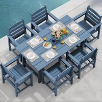 7-Piece (1 Table + 6 Chairs), Blue