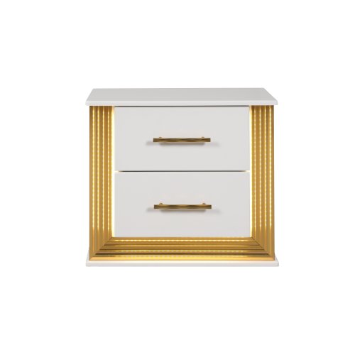 Bellemave OBSESSION Queen Complete Bedroom Set - 4PC Contemporary Wooden Material Bedroom Set with Gold Finish Indoor Furniture, Complete Bedroom Sets, Wooden Material Bedroom Sets