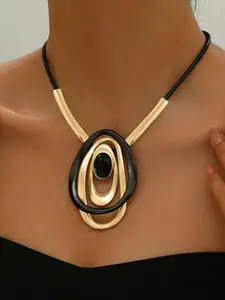 Fashion New Geometric Patchwork Pendant Necklace, Fashion Jewelry Accessories, Versatile Creative Design, Perfect for New Year Valentine's Day Holiday Gifts