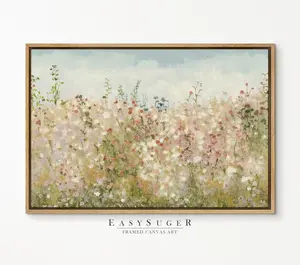 EasySuger Wildflowers field Wall Art Print, Nature Framed Large Gallery Art, Minimalist Art with hanging kit | WF36
