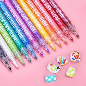 12-Color Nail Art Pen Set with 0.6mm Fine Tips – Quick-Dry Waterproof Acrylic Nail Polish Pens for DIY Nail Art, Painting & Manicure Designs