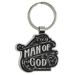 Man of God Black and Silver Metal Keychain - 1 Timothy 6:11 outdoorfun