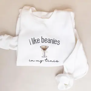 Espresso Martini crewneck | i like beanies in my tinis crewneck | funny espresso martini shirt aesthetic Comfort Pullover Casual Comfortable Sweatshirts Cute