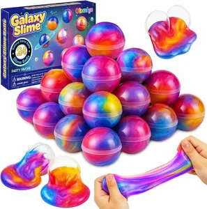 24 Pack Galaxy Slime Party Favor, Galaxy Slime Balls Stress Relief Stretchy & Non-Sticky DIY Stress Relief Putty Toys Classroom Prize Birthday Gifts for Kids Teens Boys Girls
