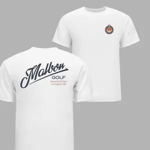 Malbon Golf Classic Script Los Angeles Heritage T-Shirt - Premium Casual Menswear, Clean Lifestyle Tee, Classic Logo Apparel, Luxury Minimalist Streetwear Short-Sleeve Shirt