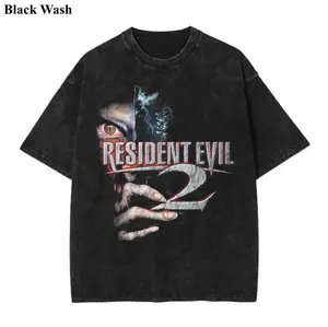 Resident Evil 2 Vintage Wash Tee, Resident Evil T-shirt, Retro Y2K Horror Game T-Shirt, Game Graphic Tees, Unisex Shirt, Game Gift For Fan, Menswear Womenswear Crew Neck Oversize Fit Heavy Cotton