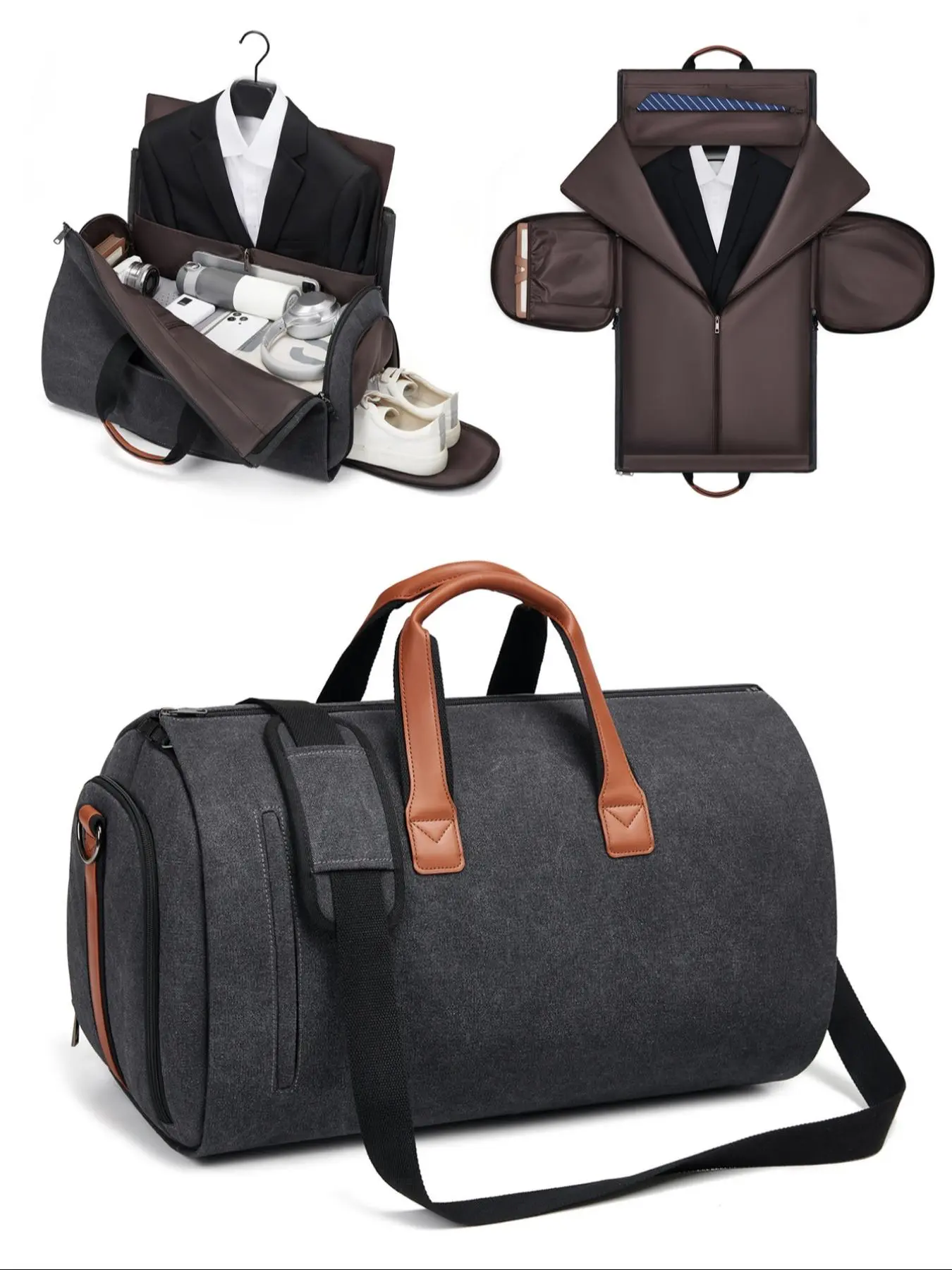 2 in 1 Foldable Suit Bag, Large Capacity Travel Bag, Multi-functional Storage Bag, Casual Convertible Travel Bag for Men & Women, Foldable Weekender, Travel Duffel, Suitcase,  Garment Bag, Travel Luggage