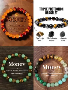 Natural stone fortune bracelet 8mm symbolizes wealth and good luck, money attraction bracelet, triple protection, tiger eye stone obsidian bracelet, bead bracelet, fortune magnet bracelet, wealth cheat! Jewelry protection bracelet, Dainty crystal bracelet