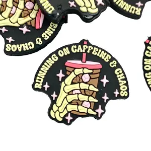 Running On Caffeine & Chaos PVC Focal Beads - Skeleton Hand Drink Beading & DIY Crafts