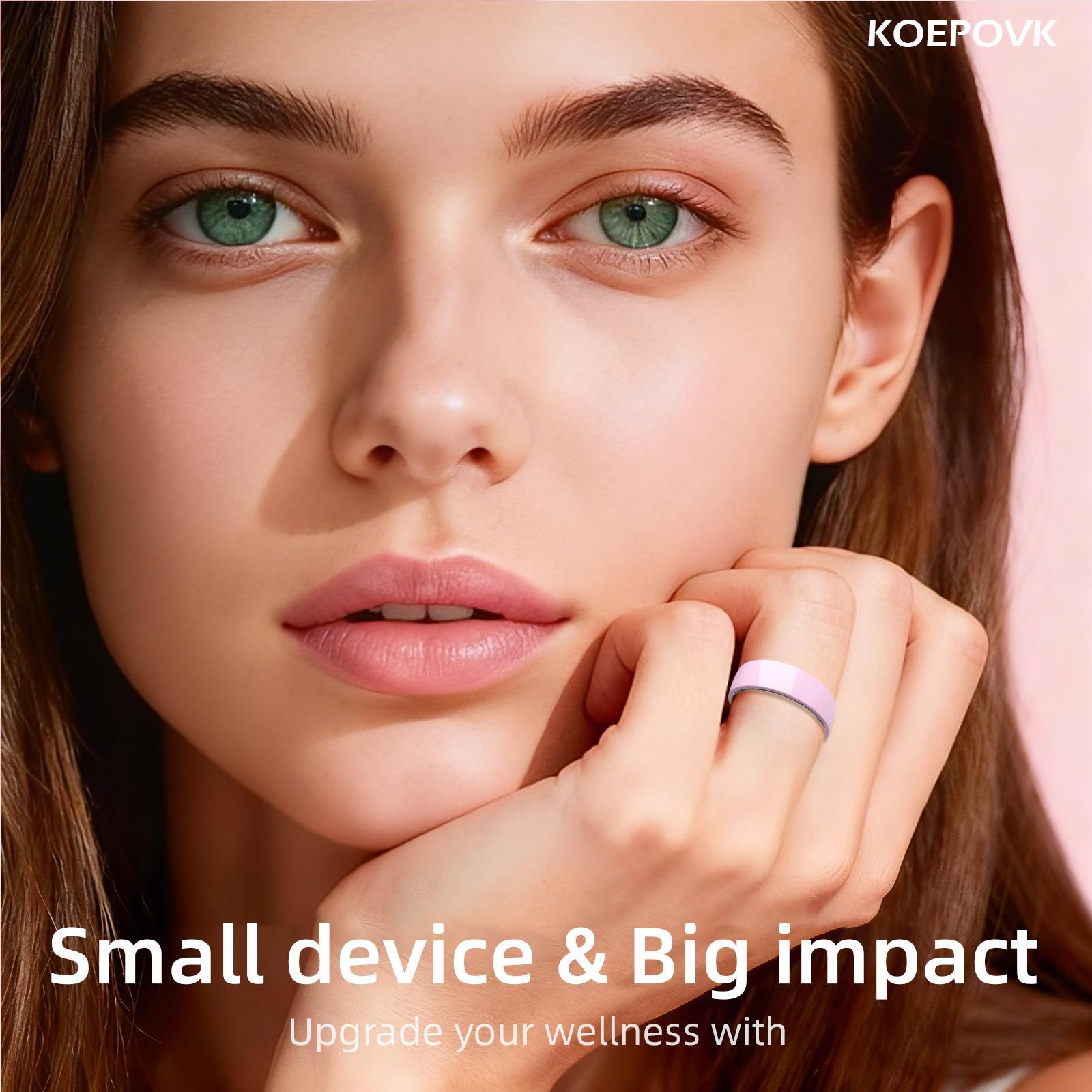 KOEPOKV Ceramic Smart Ring SleepHealth Fitness Tracker Wearable Devices for Women Gift StepCalorie Waterproof Durability Pink Color with Charging Case multifunctional