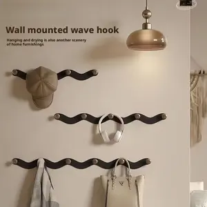 Mushroom Head Wave Design Door Back Wall Entryway Hooks No Drilling Bathroom Closet Coat Rack Sticky Hook Storage Organizer