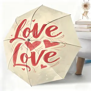 Romantic heart-shaped decorative waterproof folding umbrella, suitable for both men and women, portable and ideal for travel and everyday use.