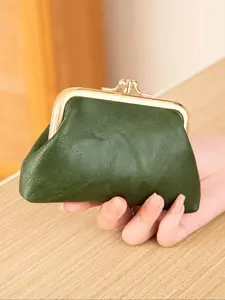Women's Solid Color PU Leather Coin Purse, Fashionable Short Wallet, Casual Trendy Versatile High-quality Daily Wallet, Coin Pouch
