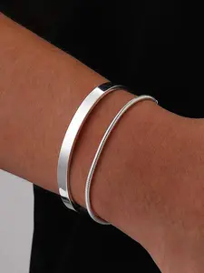 Men's Stainless Steel Cuff Bracelets Set, Casual Hip-Hop Style Open Bangles, Unisex All-Season Jewelry for Daily Wear & Party, Stackable Bracelets, Hip Hop Aesthetic, Fashionable Accessories