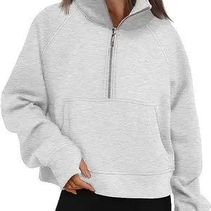 Autumn and winter new women's sports semi-zipper yoga clothes loose stand-up collar fleece sweater