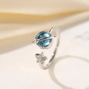 Women's Celestial Star & Moon Rotating Openwork Ring - Copper Anxiety Stress Relief Band with Quiet Rotation, Everyday Wear Costume Jewelry Gift with Box