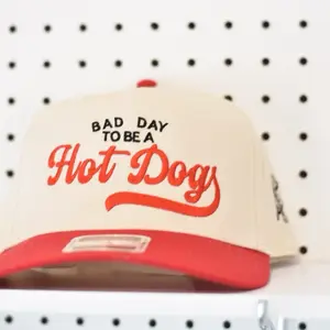 Otto Trucker Hat - Retro Bad Day to Be a Hot Dog Red and Beige Adjustable Cap