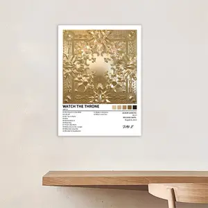 JAY-Z - Watch the Throne - Canvas Poster of Music Album Cover, Home Decor, Bedroom/Dorm Birthday/Christmas/New Year's Gift, Suitable for Living Room and Sleeping Area, Retro Style, Ideal for Hip Hop Fans, Frameless