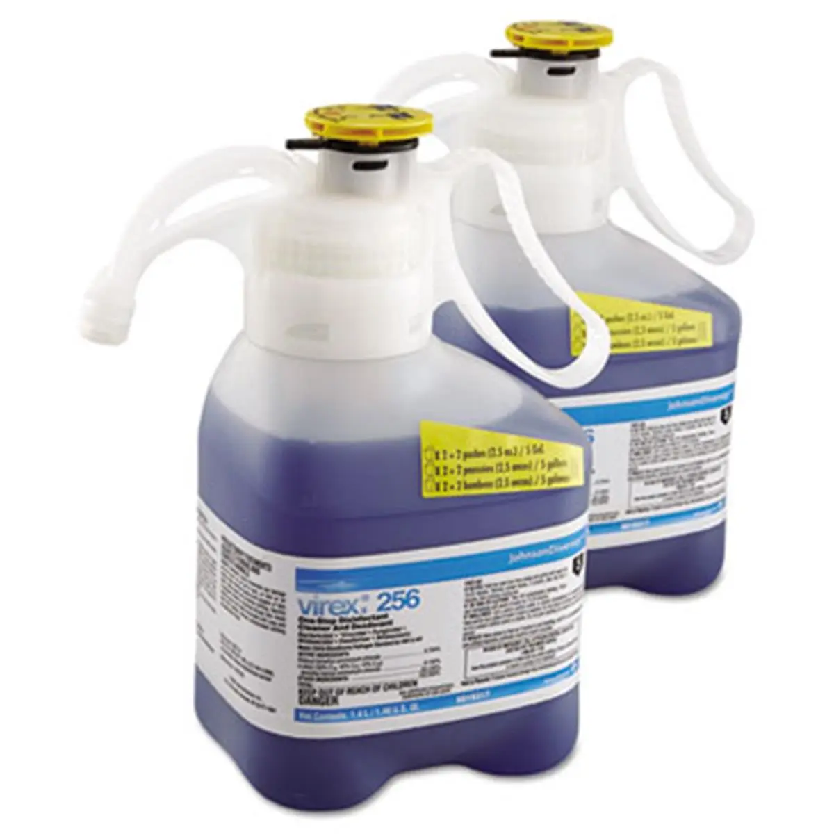 212 MAIN Virex 2-Step Hospital-Grade Disinfectant Cleaner - Neutral Mint-Scented Deodorizing Solution, Hospital Standards, Decontaminates Blood & Body Fluids, Bactericidal, Fungicidal, Floor Safe, 2x1.4L Bottles for Small Animal Pet Health Supplies, Decon