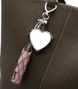Cute Charms Keychain - Fashionable Alloy Stylish Trendy Cute Keychain, Metal Coating Holder for Mirror Lip Gloss, Lipstick, Heart Star Bag Charm