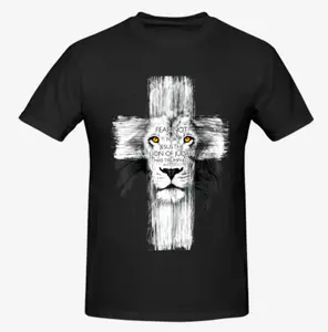 [Graphic Tee] Fear Not Lion of Judah T Shirt Men Jesus Cross Graphic Tee Bold Christian Faith Streetwear Vintage Religious Top