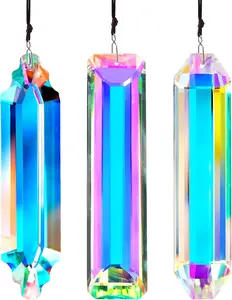 3 count  Suncatcher Prism for Window,120mm/5'' Rectangle AB Colored  Stick Rainbow Maker Prisms Garden Hanging Sun Catcher