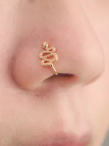 Micro Paved Zirconia Snake U-Shaped Fake Nose Ring, Copper Material, Stylish and Durable Jewelry Accessory, Perfect for Daily Wear and Special Occasions