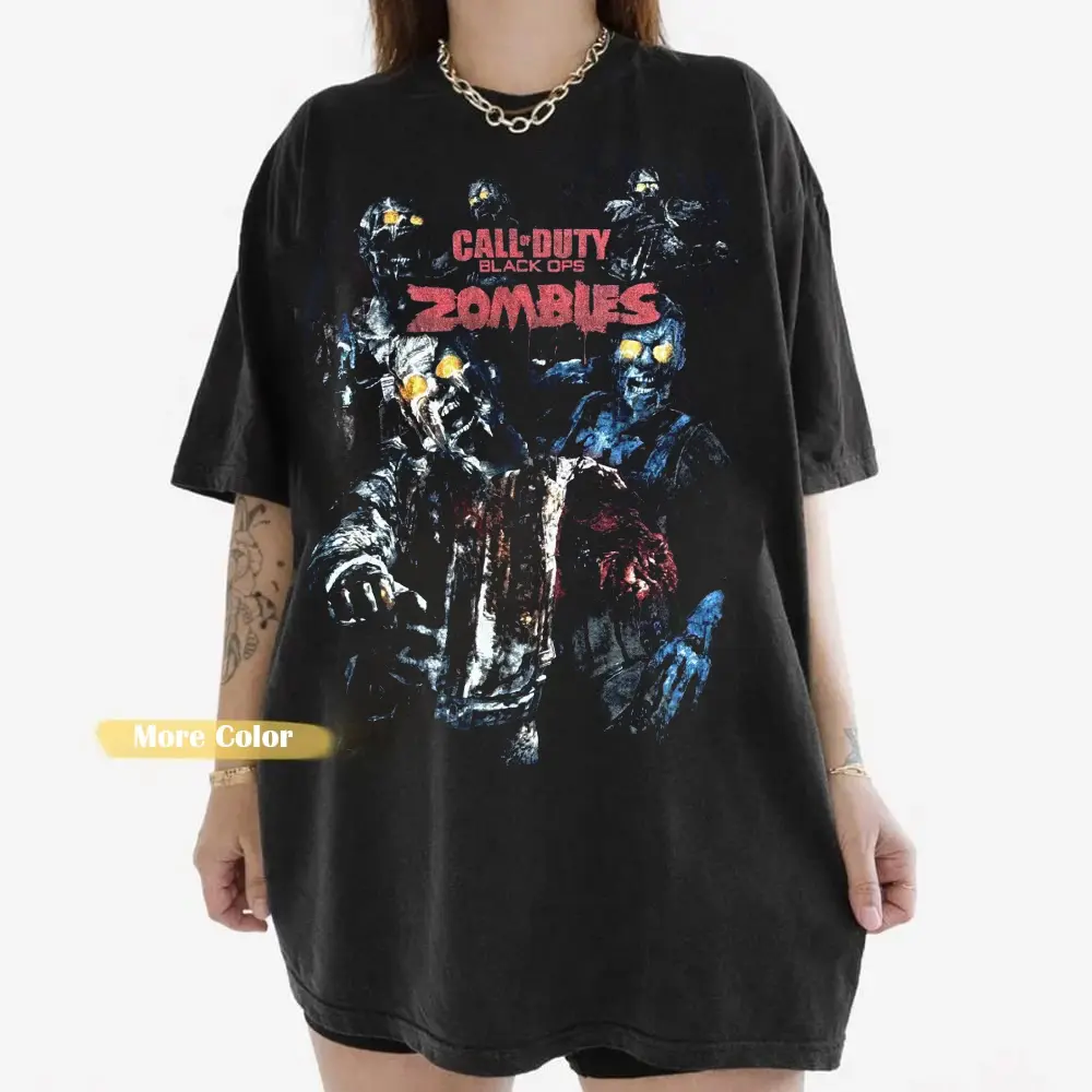 Vintage Y2K Call Of Duty Zombies Black Graphic shirt, Horror Game 2026 Fan Tee, Gift for Men, Gift for Women, Crew Neck T-shirt, Trending T-shirt