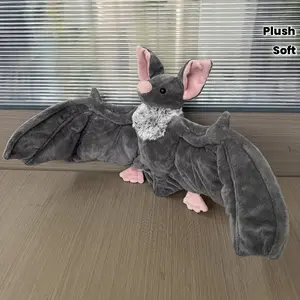 23 Inch Gray Large Wing Bat Plush, Soft Mysterious Bat Stuffed Toy, Gothic Halloween Decorative Plush, Dark Academia Home Accent, Vampire Theme Gift, Bedroom Sofa Companion Plush
