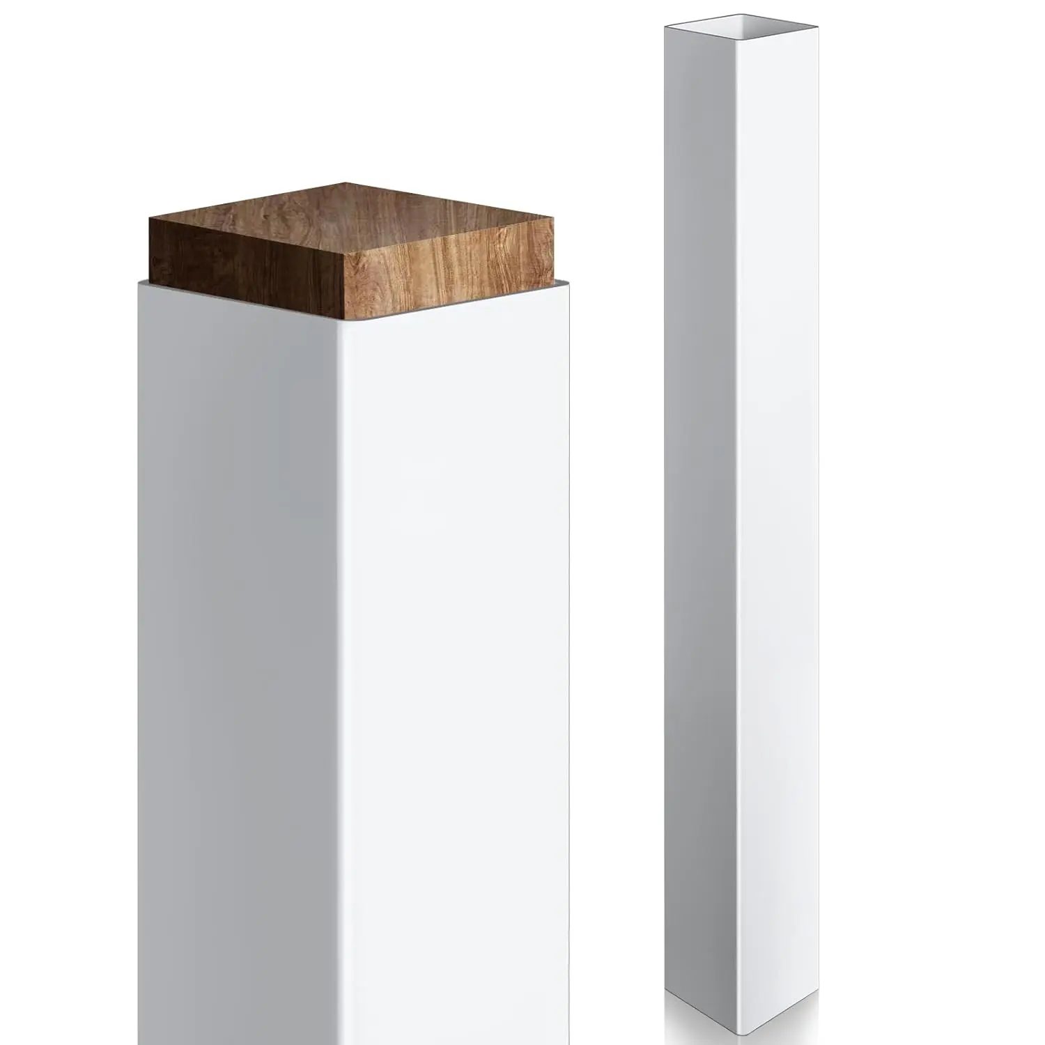 2 Pcs 4 x 4 x 39.4 Inches(Actual 3.5 x 3.5) Vinyl Post Sleeve Wrap Cover White Weatherproof Column Wraps for Porch, Durable Easy Installation for Patio Decks Mailbox