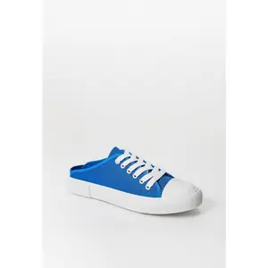 JUST FAB Women’s Trendy Open‑Back Canvas Sneakers – Bright Summer Slip‑On Footwear Minimalist Lace‑Up Style Backless Mule Sneakers