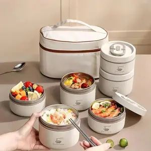 4 - Layers Stainless Steel Lunch Box with High Capacity Includes Insulated Portable Carry Bag Ideal for Office School & Camping Leakproof Reusable Comes with Bag Lid