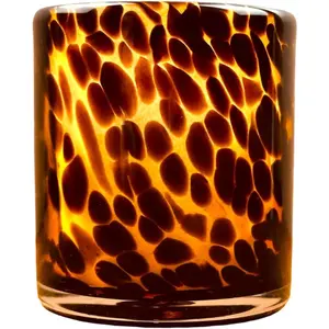Tortoise Shell Glass Candle Holder Votive and Tealight Candle Holder Leopard Print Cheetah Print Animal Print Tortoiseshell Candle Jar Wedding Holiday Decor Small