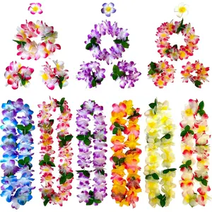 18 Counts Hawaiian Leis, Flower Hair Clip, Headbands and Wristbands,  Luau Party Supplies for Summer Beach Vacations, Essential Party Decorations for Birthday, Graduation, and Wedding